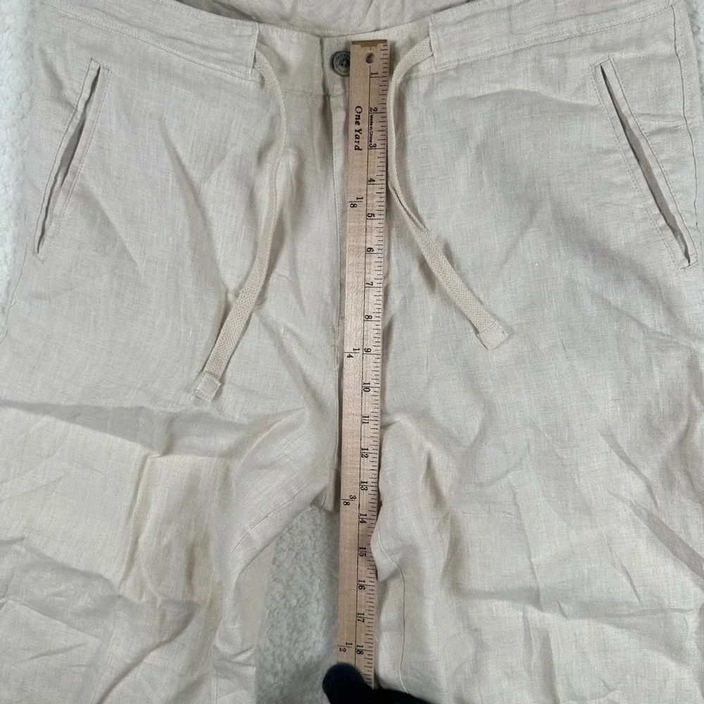 Tasso Elba Island Mens 34x30 Oatmeal Beige 100% Linen Drawstring Pants Coastal